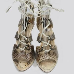 Steve Madden Snakeskin Strap Hoop Lace-up Heels 8